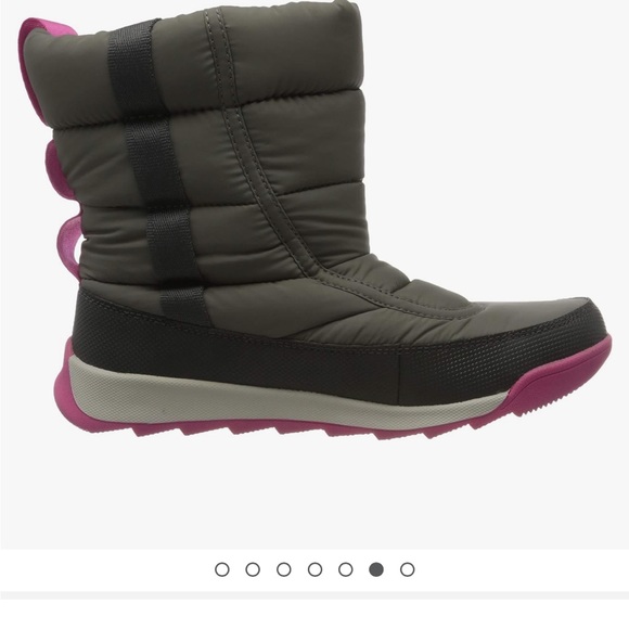 Sorel Childrens Whitney ll Puffy MID Waterproof Boots In Quarry/pink Sz 11 - Picture 2 of 14